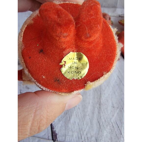 Vintage Flocked Santa Claus 2deer Figuresgold Glitter Made Hong Kong READ - Picture 7 of 11